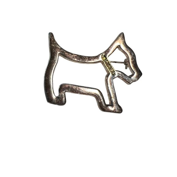 Vintage AAI Dog Brooch Scottish Terrier Silvertone Rhinestone Collar Figural Pin - Picture 6 of 8
